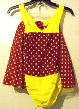 Dansco Girls Red and Yellow Polka-Dotted Dance Outfit Size Large