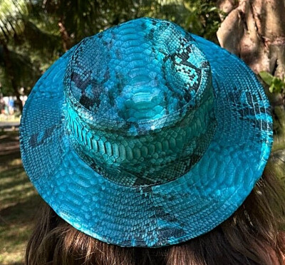 Handmade genuine blue Pythonskin Sun Hat