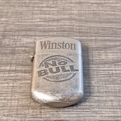 Vintage Winston Branded No Bull Rounded Metal Lighter 