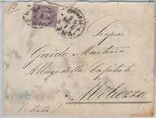 57064 - ITALY KINGDOM - POSTAL HISTORY: Sass 42 isolated on envelope 1889