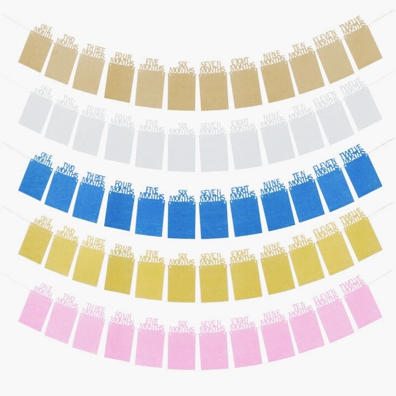 Foto Banner 12 Meses Baby Shower 1er Cumpleaños Fiesta Decoración Niño Niña Foto 2 de 3