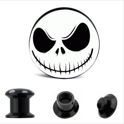 Ear White Taper/Stretcher Body Jewelry Nightmare Before Christmas Ear Plugs / Flesh Tunnels - Acrylic Stretcher Tapers, Sizes 6-30mm, Multi-Color 00g Plugs