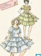277 Sewing Pattern Square Dancing Dress Full 3 Tier Skirt Sz 12 14 16 Vtg 1970s