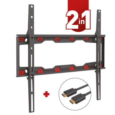 Barkan 19-65 inch Fixed Drywall No Stud No Drill TV Wall Mount, HDMI Included