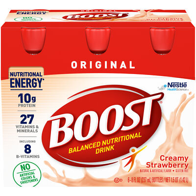 Boost Original Nutritional Drink, Creamy Strawberry, 8oz, 6CT- Pack of 1