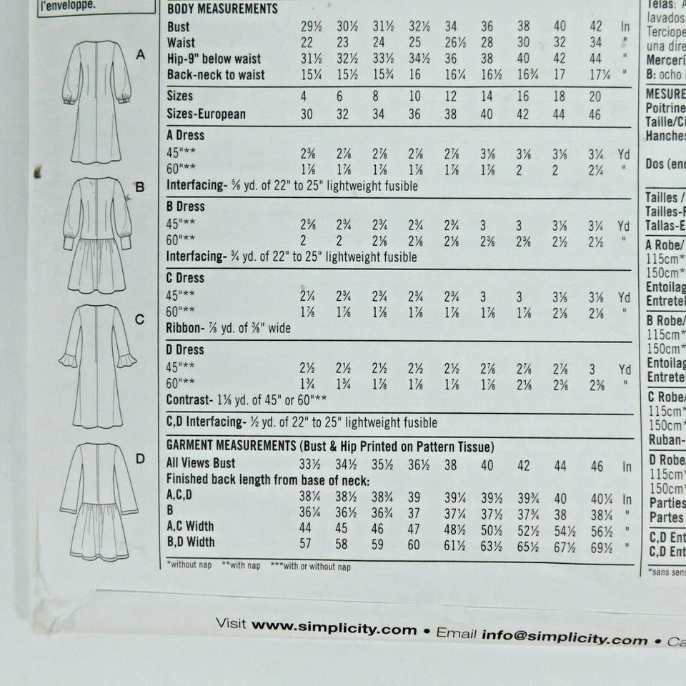 Simplicity 3556 Misses Petite A-Line Dropped Waist Dress Sewing Pattern Sz 4-12  - Image 4 of 4