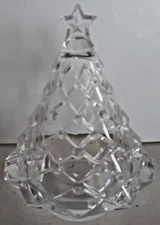 5.5" clear glass Christmas tree tea Votive light candle holder