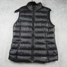 Eddie Bauer Vest Womens Large Black Down Fill Puffer Jacket EB650 Hiking Travel