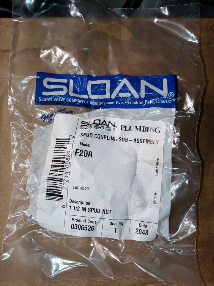 SLOAN GENUINE REPAIR PART Spud Coupling Sub Assembly 1-1/2" F20A