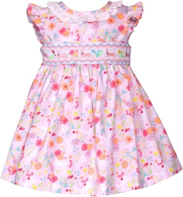 open lace back dress Bishop Smocked Dress with Flowers main image 0