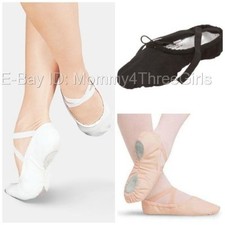 NEW Sansha White Black Canvas Split Sole Ballet Shoes Adult Sizes