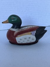 Vintage Jasco Ceramic Mallard Decoy Figurine Duck Lint Remover Brush