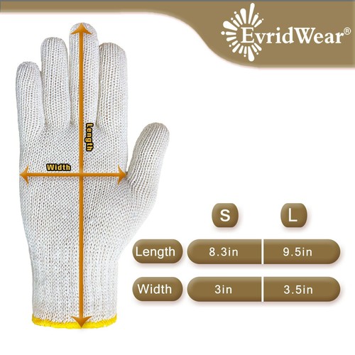 EvridWear 10 Paar Packung Baumwolle Polyester Schnur Strick ultraleichte Arbeitshandschuhe - Bild 12 von 37