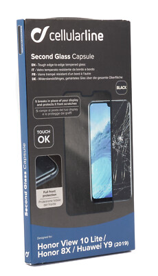Cellularline Second Glass Honor View 10Lite Honor 8X Huawei Y9 Display Schutz 57