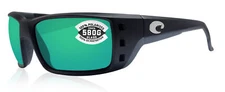 Costa Del Mar Permit Matte Black Frame Green Mirror 580G Glass Polarized Lens