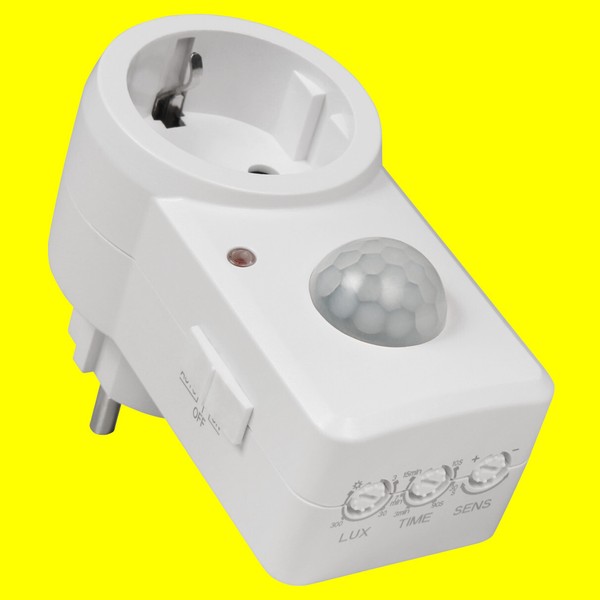Bewegungsmelder Zwischenstecker 230V Steckdose DäMmerungssensor Licht Led Lampen-image