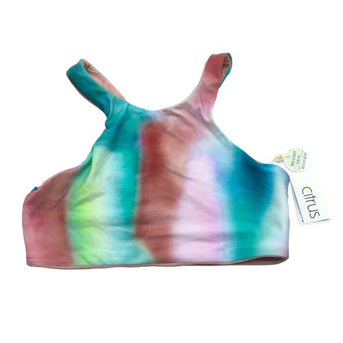 Citrus Halter Bikini Swimsuit Top High Neck Tie-Dye Multi Reversible Colorful S - 第 5/9 張圖片