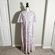 Vintage David Brown California Half Zip House Coat Mumu Dress Sz Medium Floral