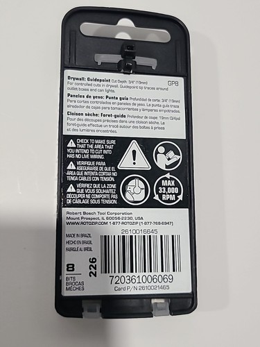 RotoZip Zip Bits GP8 Drywall 1/8" Guidepoint 8 Pack * NIP - Picture 2 of 2