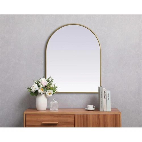 Elegant Decor Ayra 24x30" Arch Modern MDF Wood/Iron Mirror in Brass - Picture 7 of 9