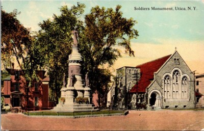 Postcard Soldiers Monument Utica New York NY Unposted
