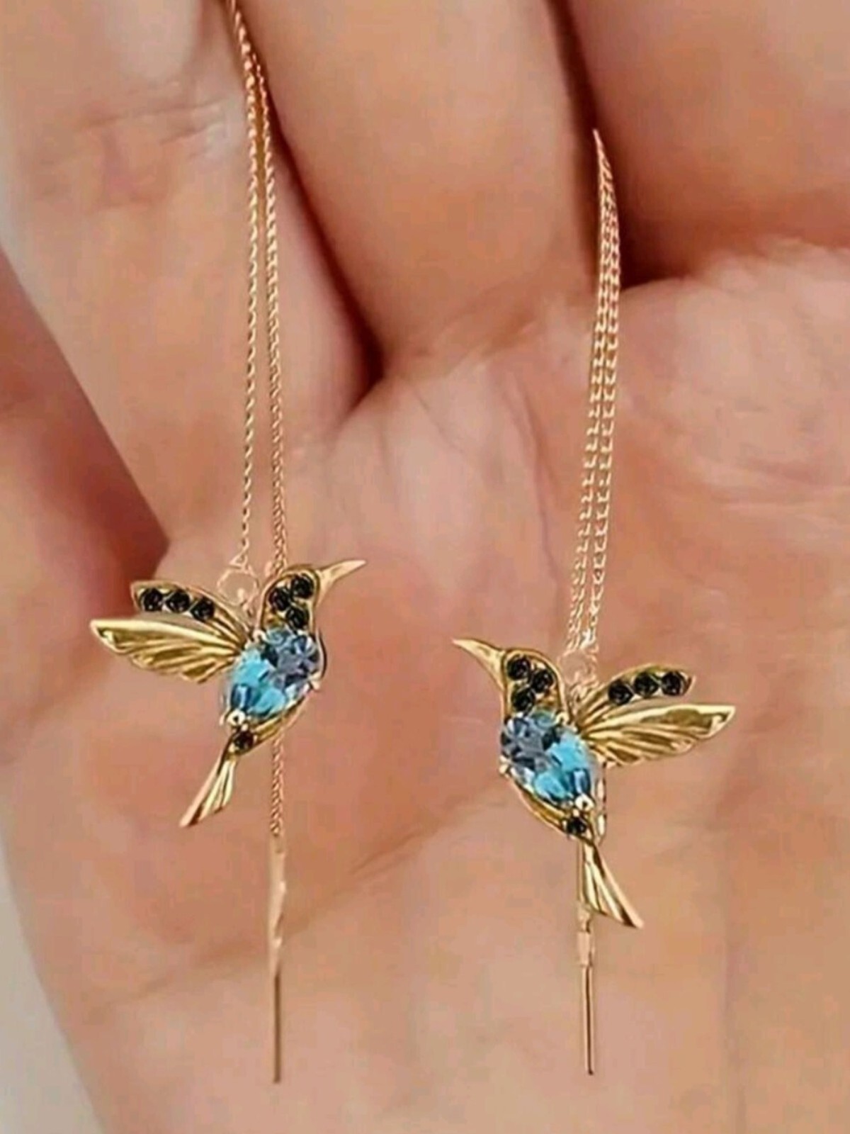 14k Gold Hummingbird Earrings - Minimalist Jewelry Gift for Women