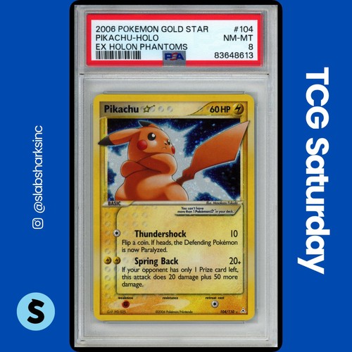 2006 POKEMON EX HOLON PHANTOMS #104/110 PIKACHU GOLD STAR HOLO PSA 8