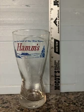 VINTAGE HAMM’S BEER SHAM HOUR GLASS 6 1/4” TALL MARKED “2 STAR T H 2” ON BOTTOM