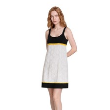 New Ann Taylor Shift Dress Women's Size 8 Navy White Yellow Polka Dot Block