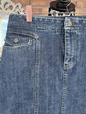 Eddie Bauer Vintage Denim Maxi Skirt 2P Front Slit Classic Lined Stitching