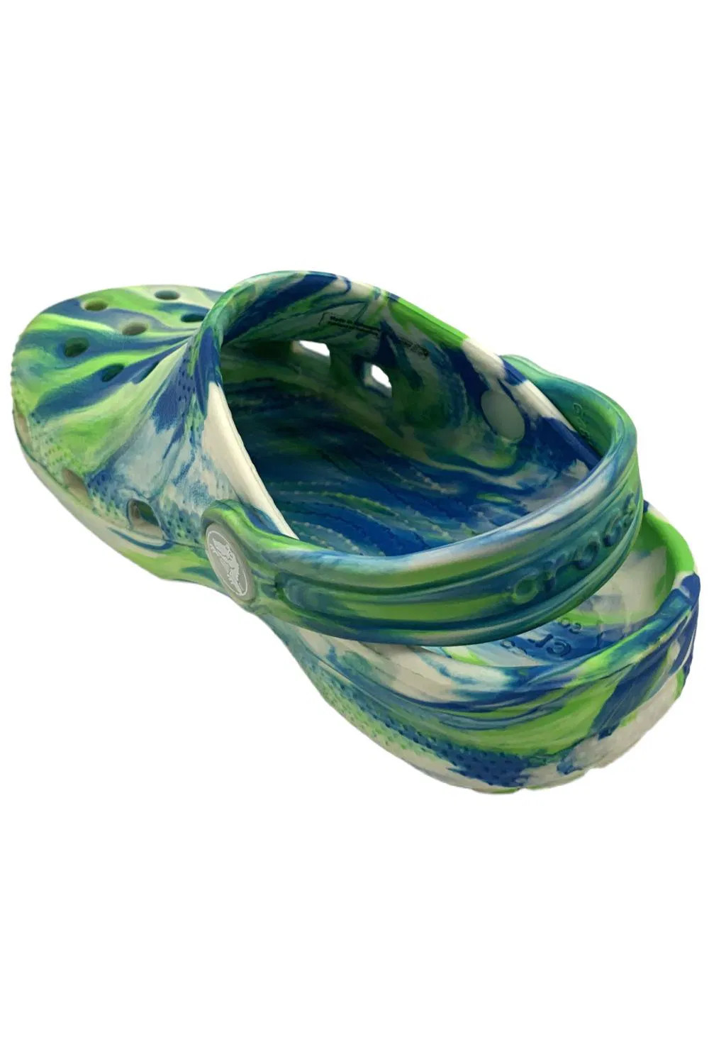 Crocs Toddlers Unisex Classic Marbled Tie-Dye Clog Prep Blue/Glow Dark image 3