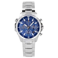 Bulova Marine Star Chronograph Blue Dial Stainless Steel 96B256 100M Mens Watch