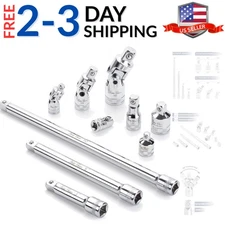 Bates- Socket Accessory Set, 10 pcs, Silver, 3/8" Extension Set, 1/4", 3/8" &...