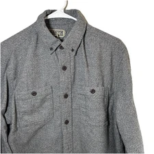 DULUTH TRADING CO Button Down Shirt Medium Double Pocket Gray Thick