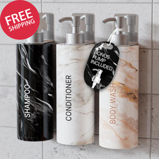 3-in-1 Shampoo Conditioner Body Wash Dispenser 3x17oz 500ml Shower Wall Mount