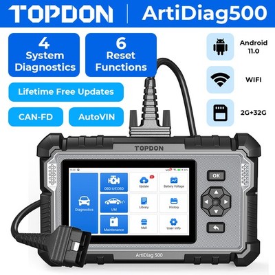 TOPDON ArtiDiag500 OBD2 Scanner Code Reader Check Engine Transmission ABS SRS