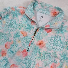 Cabana Life Sport Womens Citrus Floral 1/4 Zip Rash Guard UV 50 Top M 594