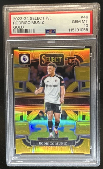 2023-24 Panini 2023 Rodrigo Muniz RC Gold Prizm Terrace #/10 Fulham PSA 10