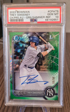 TREY SWEENEY PSA 10 2022 BOWMAN CHROME 1ST GREEN SHIMMER REFRACTOR AUTO /99