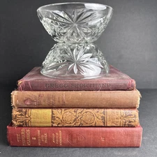 Vintage American Brilliant Anchor Hocking Bowl Star Of David Prescut Glass