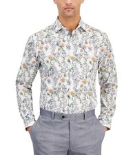 bar III Mens Floral Print Button Down Dress Shirt