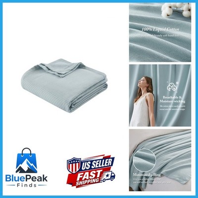 Madison Park Liquid Cotton Luxury Blanket Premium Soft Cozy 100% Ring Spun