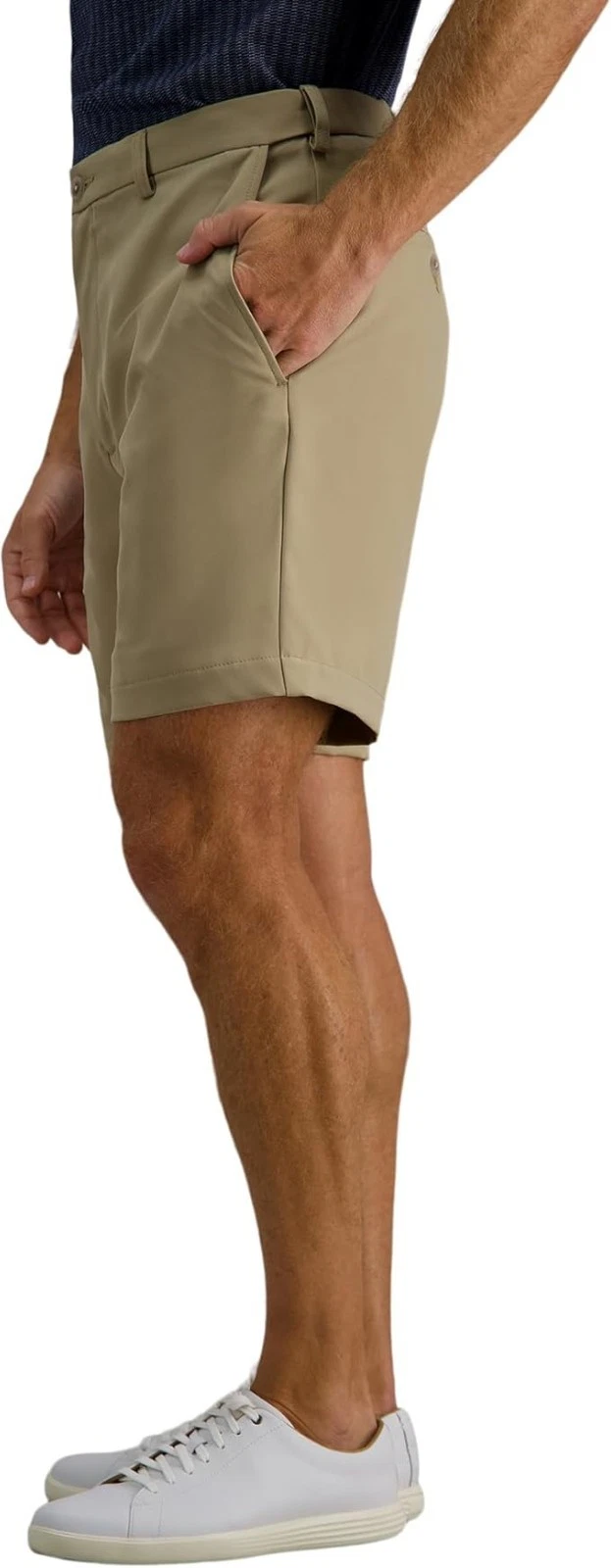 Haggar Cool 18 Shorts men's 40 x 9.5 khaki beige tan comfort waist Dri-Fit NEW*