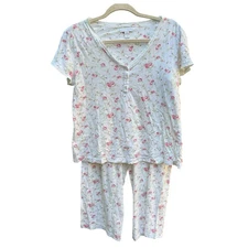  Charter Club Intimates Floral Cotton Pajama Set Women’s M Cottagecore Sleepwear