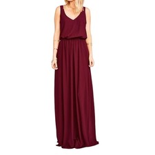 Show Me Your MuMu Kendall Maxi Dress V-Neck Burgundy Women's Size XS New