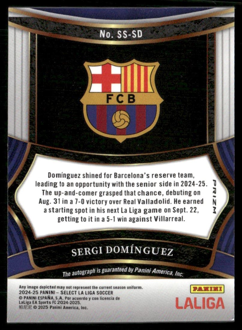 Sergi Dominguez 2024 Panini Select La Liga Signatures Holo Prizm