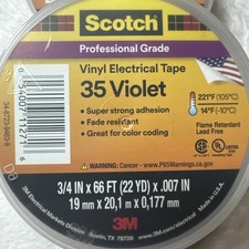 3M 35 Scotch Vinyl Electrical Color Coding Tape, 3/4 in x 66 ft, Violet