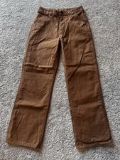 Carhartt Boys Size 16 Flannel Lined Canvas Carpenter Pants Brown