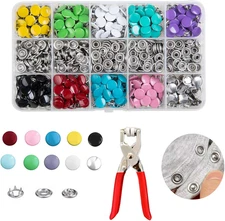 200 Sets Metal Snap Buttons Kit with Fastener Pliers Press Tool - 800 PCS 9.5Mm