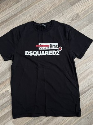 Dsquared2 Herren T-Shirt Schwarz Kurzarm Rundhals Logo-Print Druckgrafik L